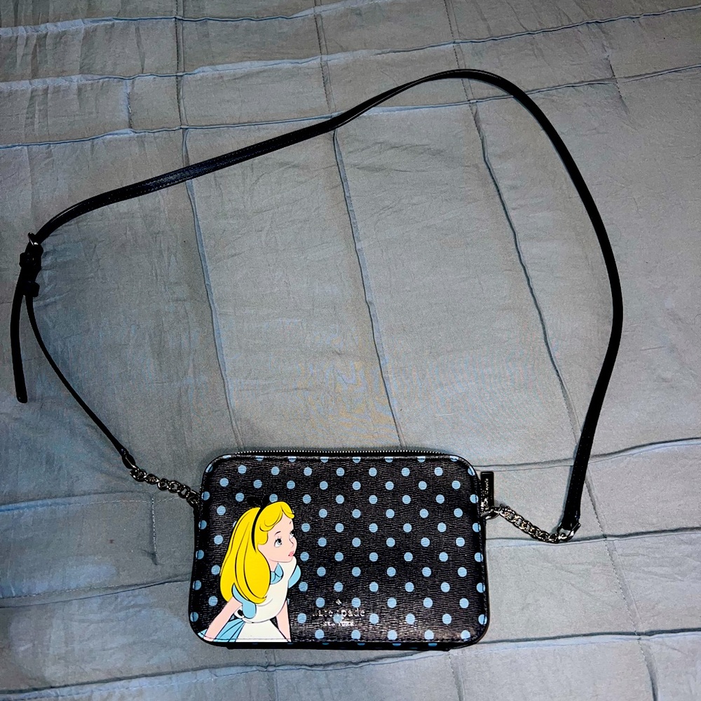 kate spade Black Polka Dot Crossbody with Blue Accent